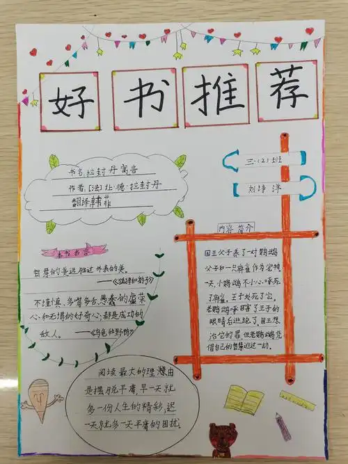 "育心启智 书香满园"——3.2班"好书推荐"小报展