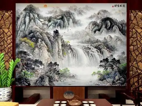 客厅山水画背景墙图片大全图片 背景墙图片客厅壁纸山水画