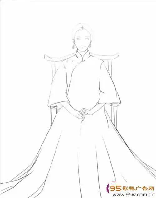 古代新娘妆简笔画