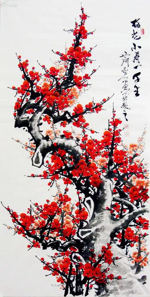 西门亚石国画四尺梅花《梅花小寿一千年》◆◆资深老画家精品!