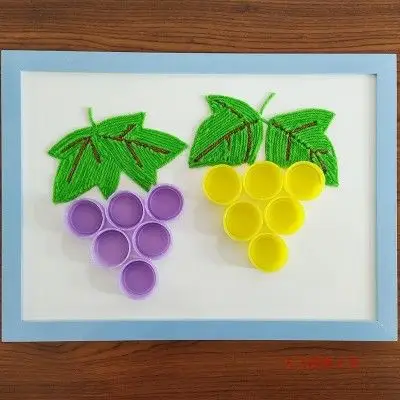 废物利用益智diy玩具手工课材料包矿泉水饮料瓶盖扣子粘贴画 葡萄