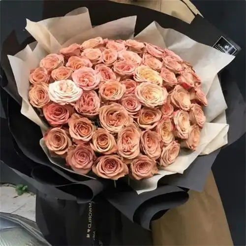 卡布奇诺玫瑰52朵复古感卡布奇诺鲜花速递全国配送