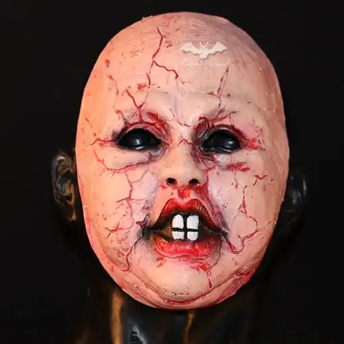 鬼娃回魂长发娃娃乳胶面具万圣节酒吧舞会恐怖鬼头套电影道具