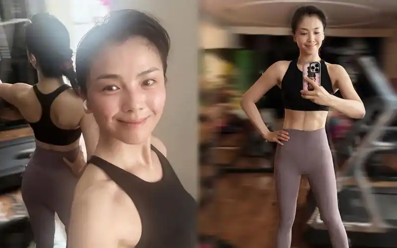 45岁刘涛晒健身照,纯素颜出镜满脸汗水,身材优越大秀马甲线