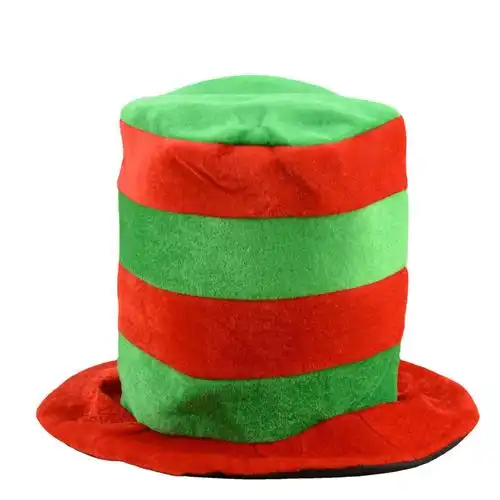 新款热销狂欢节派对装饰帽绒布条纹精灵小丑帽圣诞节精灵帽