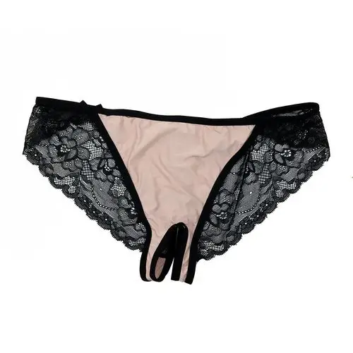 欧美女士开档内裤性感透明诱惑丝滑真丝牛奶女三角裤