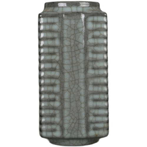 宋瓷收藏官窑青灰釉琮式瓶仿古瓷器古董古玩老货旧货收藏花瓶