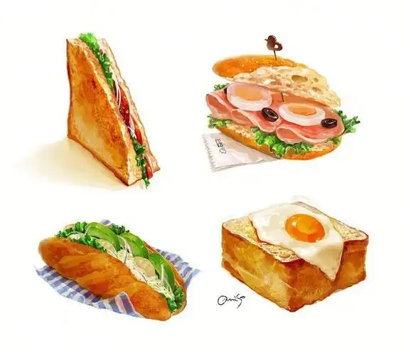 手绘三明治00手绘菜单设计素材