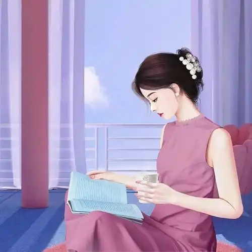 温婉尔雅的女人头像女人侧脸看书的头像