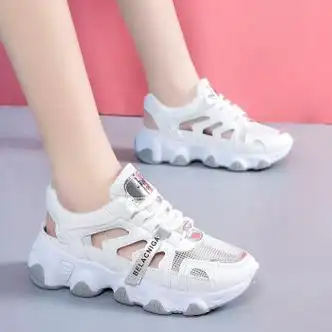 韩版穿的高帮鞋凉鞋跑鞋夏季式女孩女学生运动白鞋定制联名款白色35