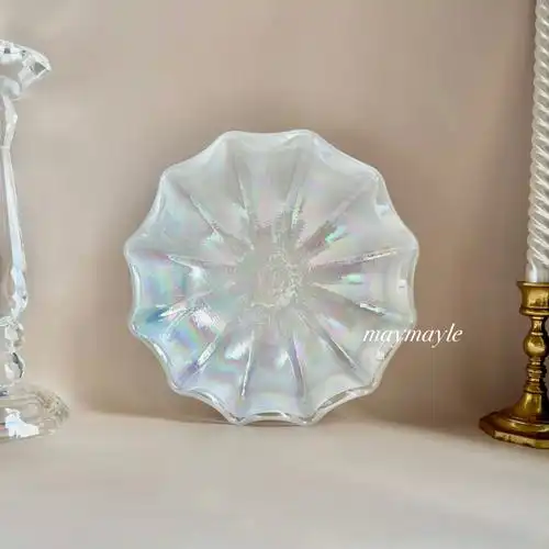 78kurata贝母珠光焕彩vintage花型果盘摆件07