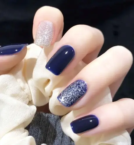 2021款流行蓝色系晶石猫眼美甲,图片,短指甲-lomo美甲