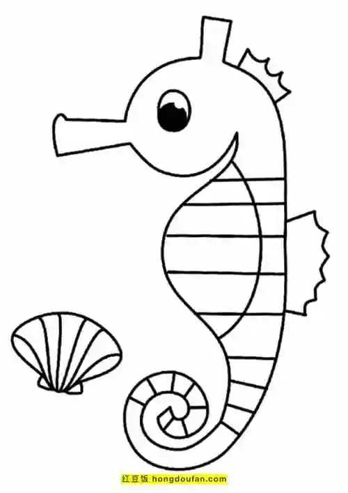 9张孩子们最喜欢的与众不同的海马卡通简笔画