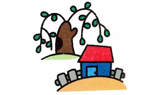 春天的景色儿童简笔画作品欣赏春天美景简笔画图片儿童春天的景色画