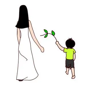 妈妈领着儿子在散步人物背面走路动作手绘逐帧动画源文件flash