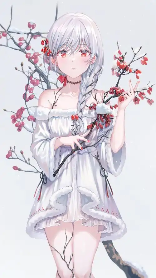 二次元壁纸高清竖屏 女孩子白色连衣裙 - 动漫 - 空间壁纸网