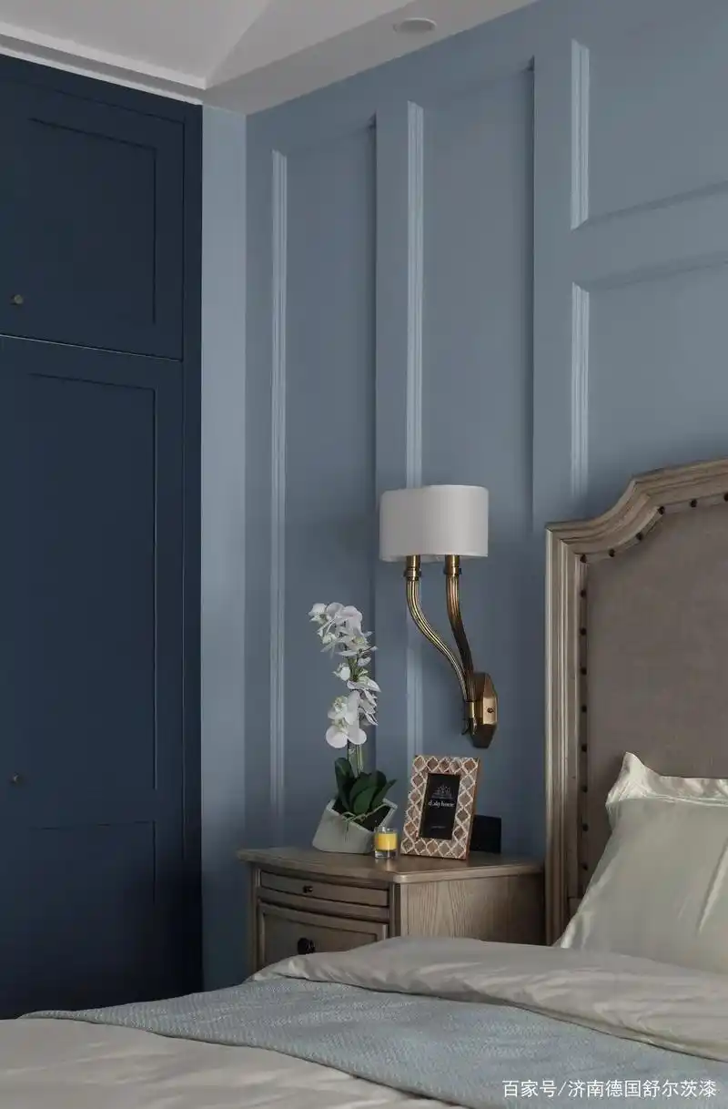 经典灰蓝色乳胶漆配色方案