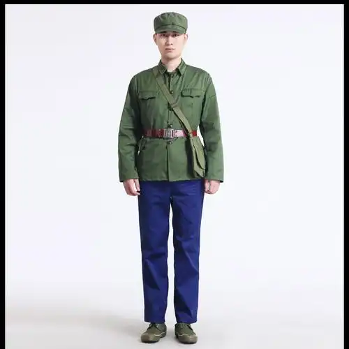 户外军衣服老式军衣老65式涤卡的确良怀旧老兵聚会服装上绿下蓝套装服