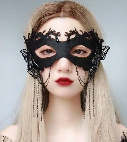 性感蕾丝遮面罩天使公主舞会性感半脸遮面具复古情趣蕾丝面罩黑色舞台