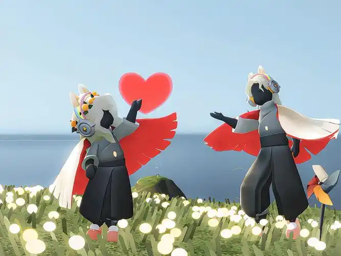 光遇一高一矮拍照动作推荐之爱心篇