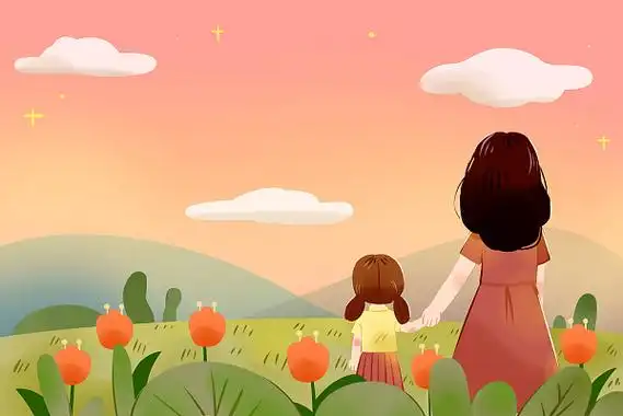 温馨母亲孩子卡通人物母亲节母爱温馨场景png素材