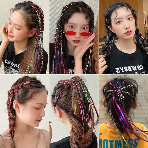 网红彩绳编发彩绳脏脏辫发绳
