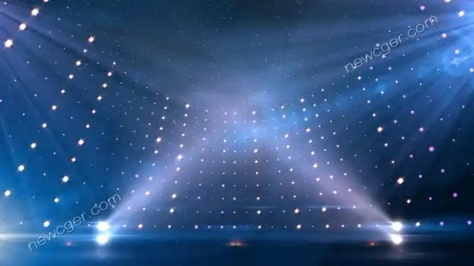 有聚光灯的蓝色弧形旋转舞台循环视频素材