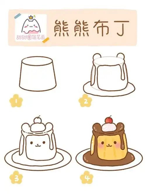 简笔画教程qq弹弹的熊熊布丁