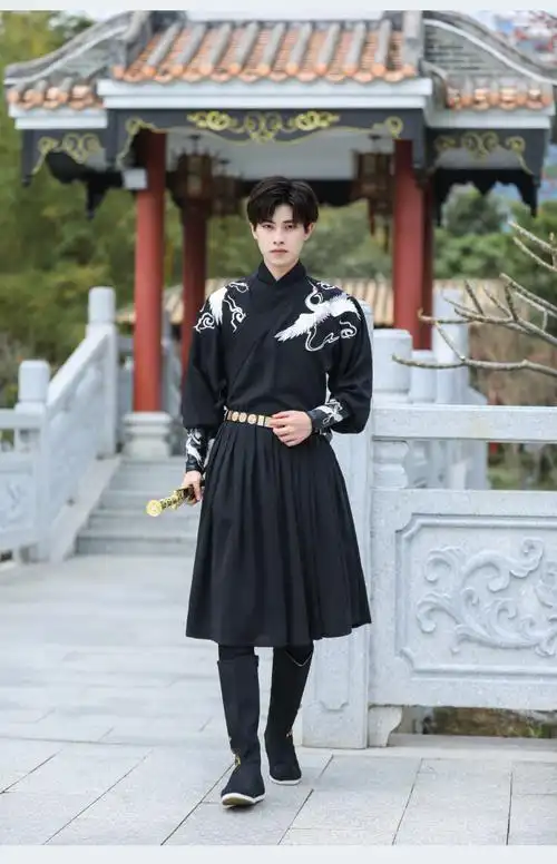 明制飞鱼服 明制古风男装日常汉服男古装交领儒裙飞鱼服剑客圆领袍