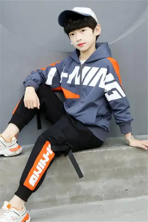 男童春装套装2021新款中大童帅气男孩春秋季运动两件套12岁