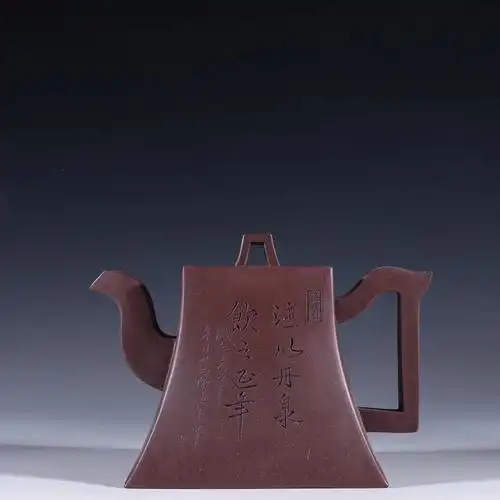 施小马款老紫泥料诗文风形壶