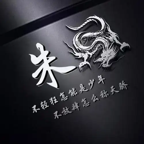 斜向黑色底纹白色剪纸龙我姓朱微信头像制作 - 朝夕网