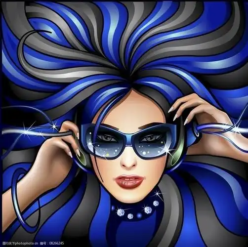 听音乐美女头发花纹音乐背景图片