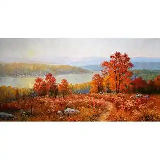 金润哲《满山红》功勋艺术家风景油画横幅