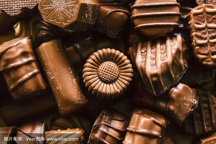 特写棕色巧克力糖果背景