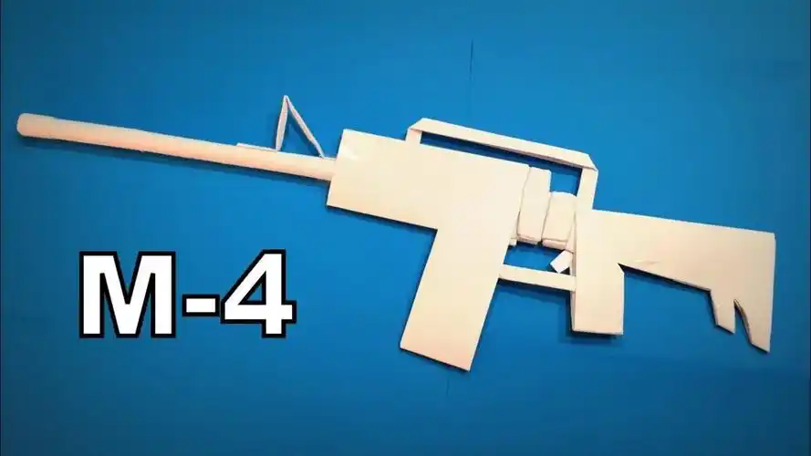 简单好玩的折纸m4卡宾枪,给孩子们的折纸玩具,拿上它一起玩游戏吧!