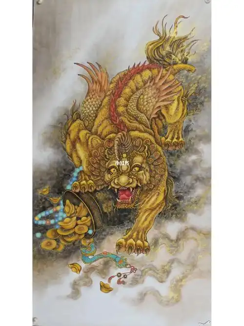 貔貅献瑞大六尺手绘可结缘