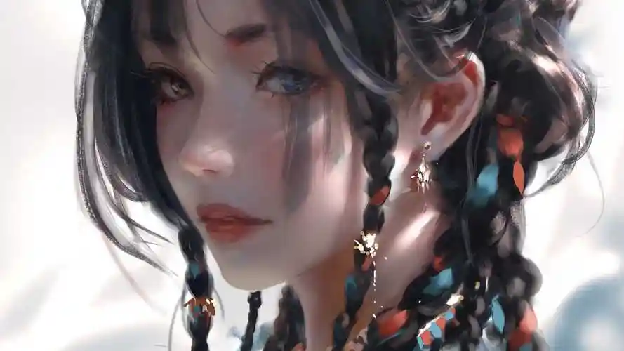 可爱辫子女生 厚涂 鬼刀高清壁纸电脑横屏