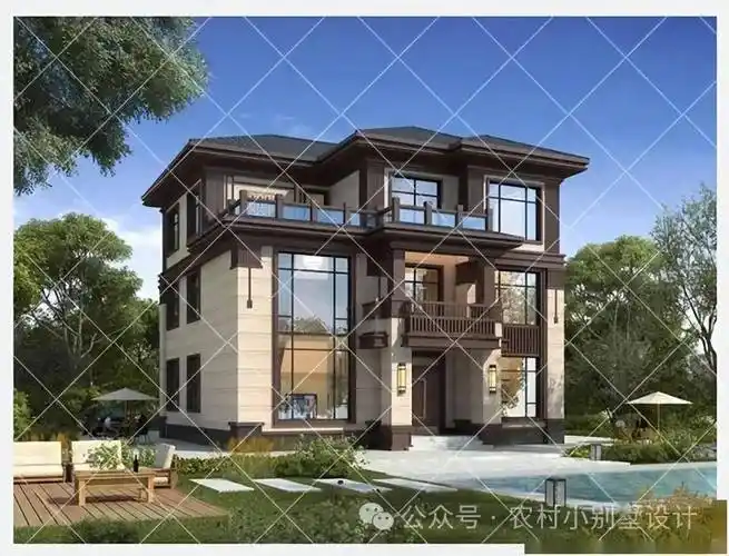 20款最漂亮的农村三层新中式自建房,农村最受欢迎三层新中式别墅_图纸