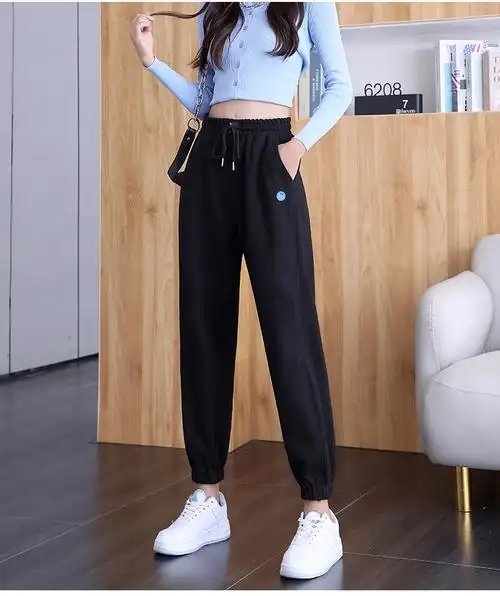 高个子高中初中女生加长版运动裤子秋冬季加绒加厚学生宽松休闲裤