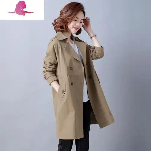 艳如飞中年妈妈中长款风衣女中老年人春装上衣宽松大码色气外套风衣