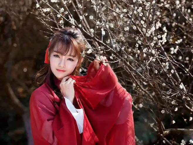 楚楚动人红衣古装美女写真高清壁纸