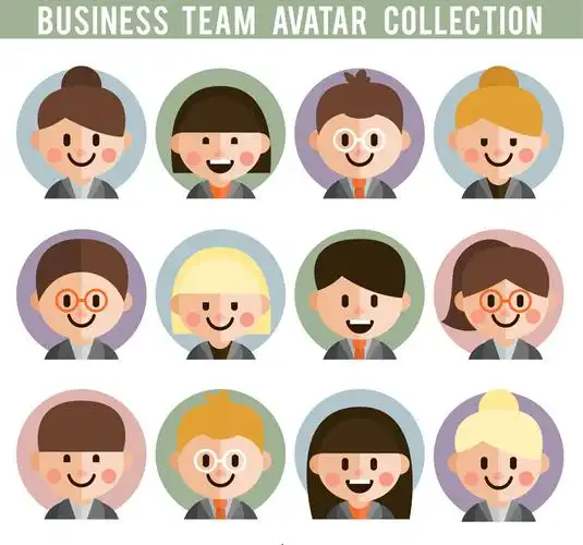 12款可爱微笑商务团队人物头像矢量图