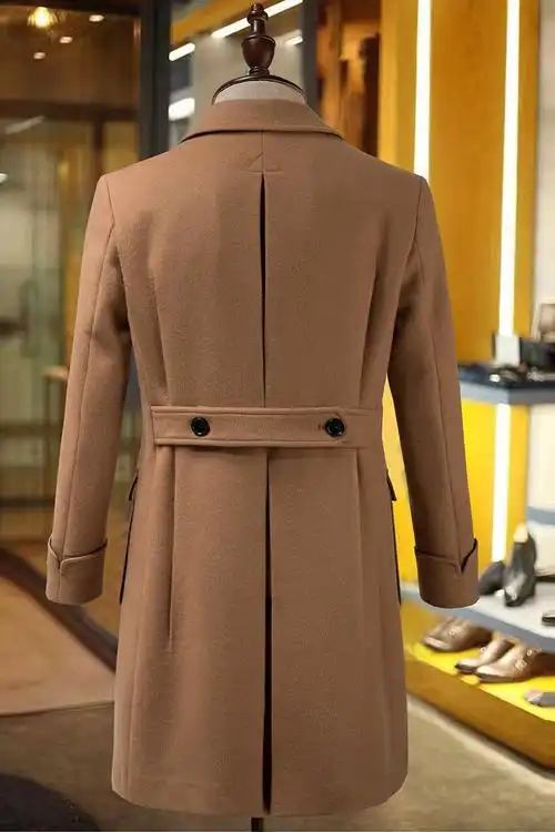 高档中年马球大衣the killer双排扣合身羊绒羊毛呢中年男士中长款外套