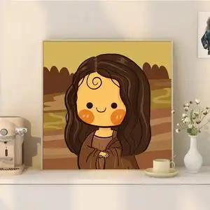 q版蒙娜丽莎钻石画2022新款满钻女孩房间客厅卡通可爱手工diy贴钻