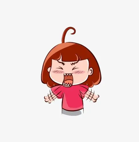 美国人卡通形象可爱卡通风格小女孩抓狂奔溃矢量表情图案