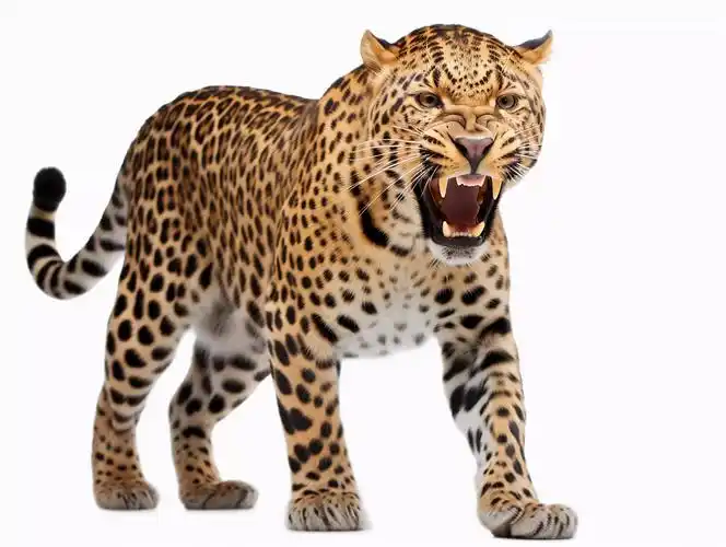 大自然野生动物一只表情凶狠凶猛的豹子猛兽全身图