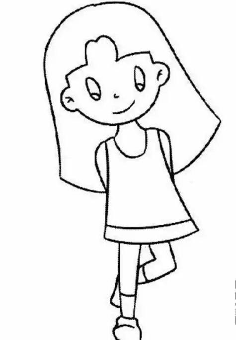 小女孩画画时简笔画