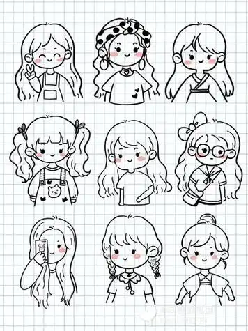 少女简笔画简单又漂亮可爱女生简笔画呆萌