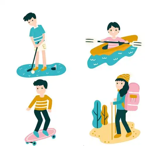 4款创意户外运动人物矢量图